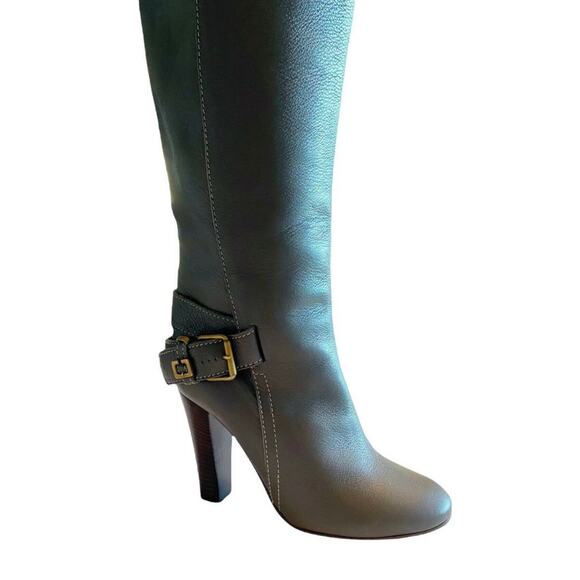 CHLOE Tucson Gray Boots Leather Adjustable Belt Knee High Tall Italy EU 38 /7.5 - Picture 10 of 11